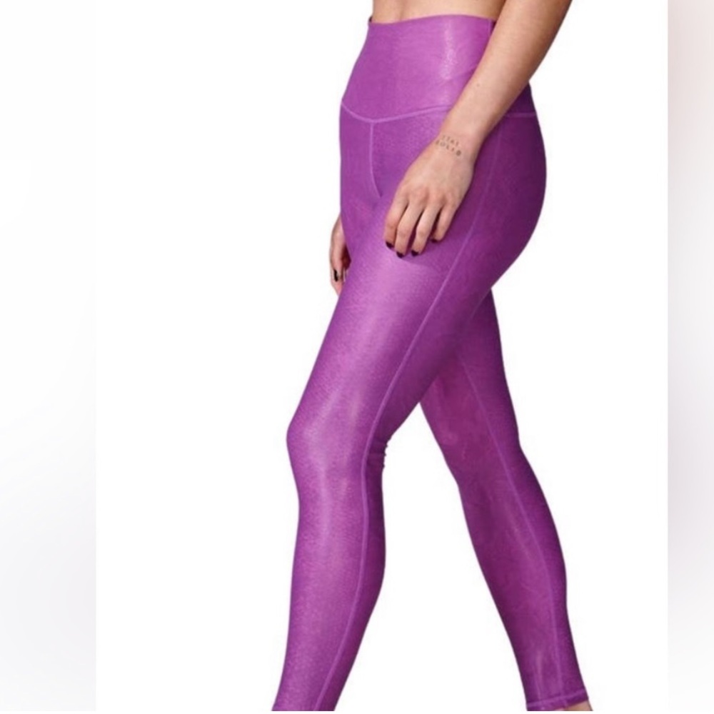 ELECTRIC YOGA Purple Python Embossed Faux Leather Leggings XS - Picture 3 of 15